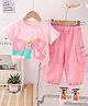 POP STREET KIDS Cotton Knit Half Sleeves Elephant Printed Tee & Joggers Set - Pink