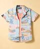 Dapper Dudes Half Sleeves Beach Theme Printed Shirt With Attached Tee - Peach