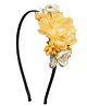 Daizy Floral Applique Detailed Pearl Embellished Hair Band - Yellow