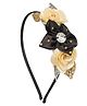 Daizy Floral Applique Detailed & Rhinestones Embellished Hair Band - Black