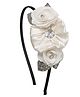 Daizy Floral Applique Detailed Rhinestones Embellished Hair Band - White