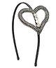 Daizy Heart Applique & Stones Detailed Hair Band - Black