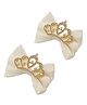 Daizy Bow & Crown Applique Detailed Hair Clips - Light Golden