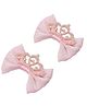 Daizy Bow & Crown Applique Detailed Alligator Hair Clips - Light Pink