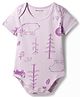 Kookie Kids Interlock Knit Half Sleeves Onesie With Animal Print - Lavender