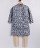 Tabard Cotton Knit Full Sleeves Geometric Printed Kurta Pyjama Set - Blue