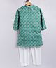 Tabard Cotton Knit Full Sleeves Ethnic Motif Printed Kurta Pyjama Set - Green