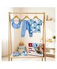 StarAndDaisy Baby Gift Set of 8 Unisex Newborn 100% Pure Cotton Clothing Set Combo with Bodysuits, Caps, Mittens, Bibs & Socks for Infant Boys & Girls - Teddy Print