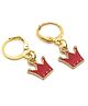 SKD Crown Applique Detailed Earrings - Red