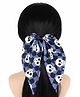 SKD Halloween Theme Skull Printed Bow Applique Detailed Rubber Band - Blue & Black