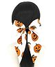 SKD Halloween Theme Pumpkin Printed Bow Applique Detailed Rubber Band - White & Orange