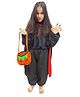 BookMyCostume Woven Halloween Theme Pumpkin Basket & Cape Set - Black Red & Orange