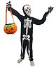 BookMyCostume Woven Halloween Theme Full Sleeves Skeleton Costume With Pumpkin Basket Set - Black & Orange