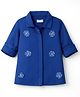 Kookie Kids Cotton Woven Full Sleeves Polo Top With Floral Applique - Navy Blue