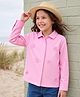 Kookie Kids Cotton Woven Full Sleeves Shirt Styled Top With Floral Embroidery - Pink