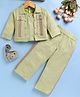 TOONYPORT Cotton Blend Woven Heart Patch Detailed Top & Pant With Full Sleeves Threadwork Detailed Shirt Set - Green