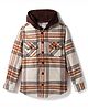 Kookie Kids Woven Full Sleeves Hooded Checked Shacket - Beige & Tan