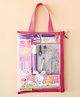 Kids Geometry & Stationery Kit with Carry Pouch - Pink | Pencil Set, Geometry Tools, Sharpener, Eraser, Pen & Highlighter| Drawing Kit| Pencil Box for Boys & Girls| School Supplies Set