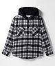 Kookie Kids Woven Full Sleeves Hooded Shirt With Checks - Black