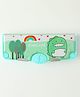 Dino Theme Magnetic Pencil Box with Multiple Compartments & Time Table Card & Wipe & Clean Note Section with Marker & Scissors & Sharpener - Green