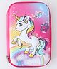 Unicorn Theme Hard Shell Pencil Case Zipper Closure - Pink