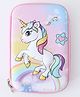 Unicorn Theme Hard Shell Pencil Case with Zipper Closure - Pink