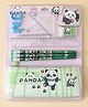 Panda Stationery Set for Kids  Green| Pencil Box with 9 Pencils, Ruler, Eraser, Triangle Scales, Sharpener & Pencil Grips| School Supplies for Girl