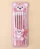 Buddy Bear Pencil Set -10pcs - Pink| 1 Sharpener, 1 Pencil Grip| Fun Packaging| Perfect for School & Gifting for Boys & Girls