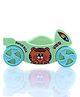 Bike Shape Pencil Box for Kids  Green Blue| Cartoon Printed Plastic Stationery Storage Case with Flip Open Lid for School & Home Use