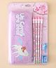 Twinkle Unicorn Stationery Set - Purple| 1 Pencil Pouch, 4 Pencils, 1 Sharpener & 1 Pencil Grip| Perfect for School & Gifting for Boys & Girls