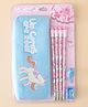 Unicorn Pouch & Pencils Set for Kids  Blue| Pencil Pouch, 4 Unicorn Pencils with Eraser, Pencil Grip & Sharpener| Cute School Writing Set for Girls| Unicorn Theme Study Kit