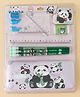 Baby Panda with Bambo Stationery Set| Pencil 9pcs, Pencil Pouch 1pcs, Pencil Grip 2pc, Sharpener 1pc, Eraser 1pc, Ruler 1pc, Set Square 2pcs| Perfect for School & Gifting
