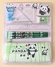 Baby Panda with Bamboo Stationery Set| Pencil 9pcs, Pencil Pouch 1pcs, Pencil Grip 2pc, Sharpener 1pc, Eraser 1pc, Ruler 1pc, Set Square 2pcs| Perfect for School & Gifting
