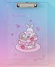 Cute Bunny Tea Acrylic Exam Pad - Transparent| Length-31cm,Breath22cm| Durable Metal Clip| Perfect for School & Gifting for Boys & Girls