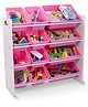 Homesmths Kids Toy Storage Organizer with 12 Plastic Bins, White/Pink  Removable Bins for Playroom, Bedroom, Toddler Furniture for Boys and Girls Ages
