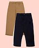 Kiddopanti Cotton Woven Pack of 2 Solid Chinos - Black & Light Brown