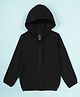 Kiddopanti Knit Full Sleeves Solid Quilted Hooded Jacket - Black