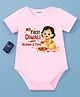 KNITROOT Diwali Theme Cotton Lycra Knit Half Sleeves My First Diwali With Mumma & Papa Text Printed Onesie - Pink