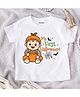 KNITROOT Cotton Lycra Knit Halloween Theme Half Sleeves My First Halloween Text Printed Tee - White