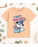 KNITROOT Cotton Knit Halloween Theme Half Sleeves Happy Halloween Text Printed Tee - Peach