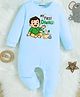 KNITROOT Cotton Lycra Knit Diwali Theme Full Sleeves My First Diwali Text Printed Romper - Blue