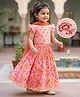 Babyhug Cotton Woven Half Sleeves Choli Lehenga & Dupatta Set With Floral Print - Peach