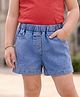 Kookie Kids Solid Denim Shorts With Elasticated Waist & Pockets - Light Blue