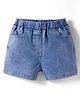 Kookie Kids Solid Denim Shorts With Elasticated Waist & Pockets - Light Blue