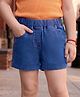 Kookie Kids Solid Denim Shorts With Elasticated Waist & Pockets - Blue