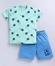 Parrot Crow Cotton Knit Half Sleeves Football Printed Tee & Shorts Set - Navy Blue & Orange