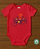 BLUSHES 100% Cotton Knit Diwali Theme Half Sleeves Happy Deepawali Text Printed Onesie - Red