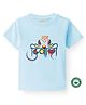 BLUSHES 100% Cotton Knit Diwali Theme Half Sleeves Shubh Deepawali Text Printed Tee - Aqua Blue