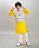 Bittu by bhama Cotton Blend Woven Full Sleeves Solid Kurta Pyjama With Floral & Birds Printed Jacket Set - Yellow