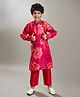 Bittu by bhama Silk Woven Full Sleeves Floral Printed Kurta Pyjama Set - Pink